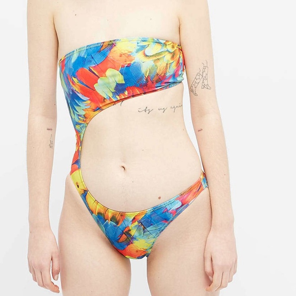 Melissa Simone Women's Elle Feather Cut Out Swimsuit in Multi Medium